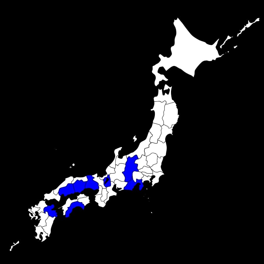 全国19箇所の設置実績を示す日本地図。設置都道府県が青色で示されている